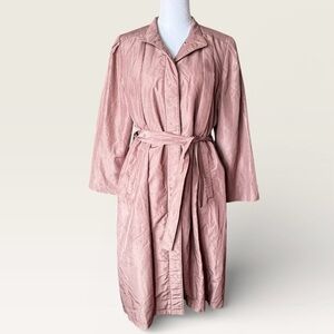 LONDON FOG Vintage 80s Trench Coat Rose Tan Iridescent Womens 12P